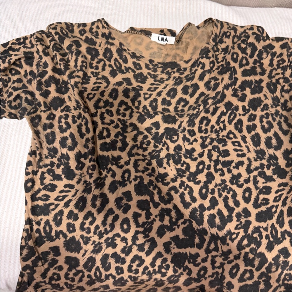 LNA Black and Tan Animal Print Top